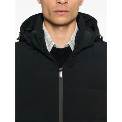 Paul & Shark Hooded Quilted Vest In Black