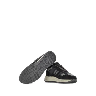 Hogan Suede And Smooth Leather Hyperlight Sneakers With Technical Fabric Inserts In Black