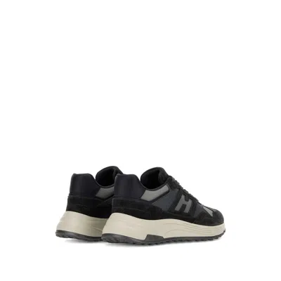 Hogan Suede And Smooth Leather Hyperlight Sneakers With Technical Fabric Inserts In Black