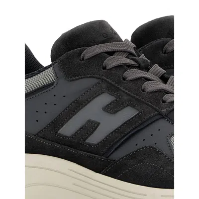 Hogan Suede And Smooth Leather Hyperlight Sneakers With Technical Fabric Inserts In Black