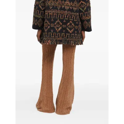 Alanui Fringe Detailing Wool Blend Cardigan In Brown