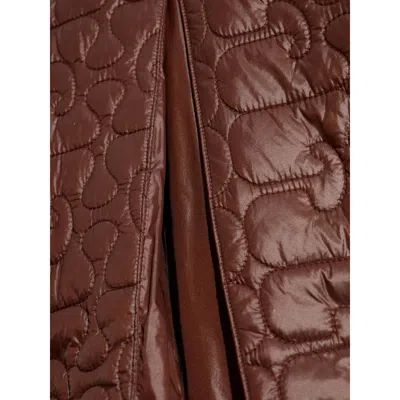 Ganni Quilted Coat With Contrasting Collar In Brown