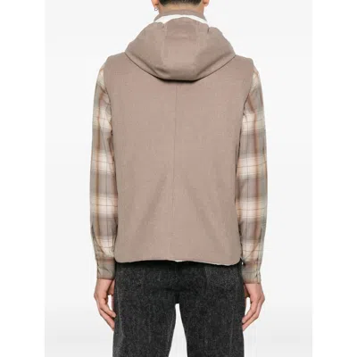 Brunello Cucinelli Sleeveless Down Jacket In Membraned Wool Flannel With Detachable Hood Clothing