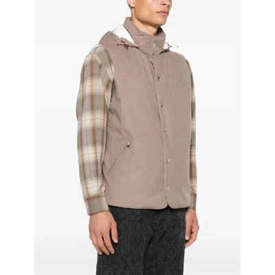 Brunello Cucinelli Sleeveless Down Jacket In Membraned Wool Flannel With Detachable Hood Clothing