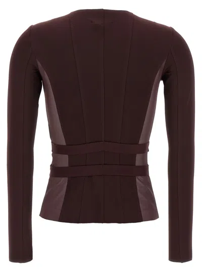 Elisabetta Franchi Bielastic Blazer With Sweetheart Neckline In Brown