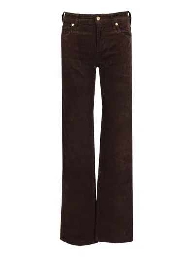 7 For All Mankind Low-waist Straight-leg Corduroy Pants In Black