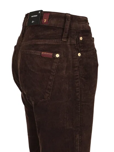 7 For All Mankind Low-waist Straight-leg Corduroy Pants In Black