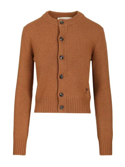 Ami Alexandre Mattiussi Cashmere Wool Cardigan Knitwear Brown In Brown