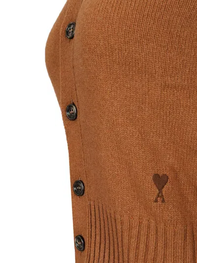 Ami Alexandre Mattiussi Cashmere Wool Cardigan Knitwear Brown In Brown