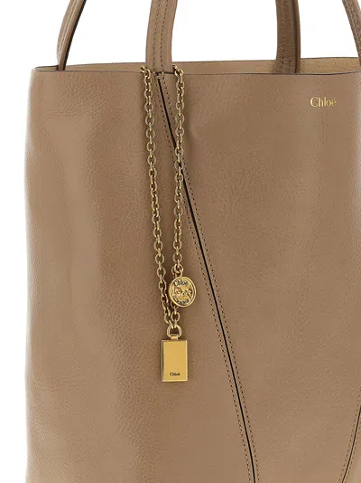 Chloé Chloè Spin Small Leather Tote Bag In Neutral
