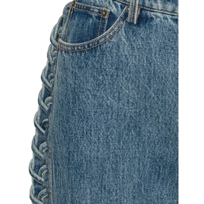 Rotate Birger Christensen Jeans Laced Straight Leg Blue Denim In Blue
