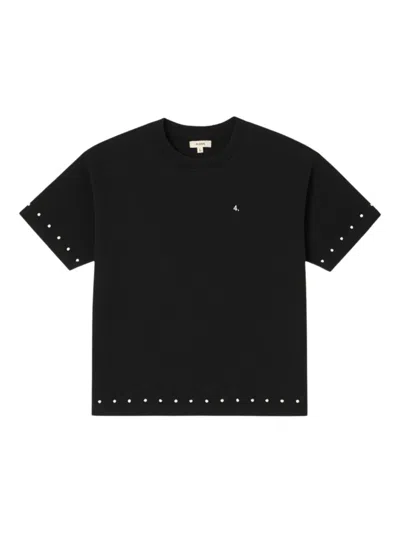 Bldg4 Faux Pearl-embellished T-shirt In Black