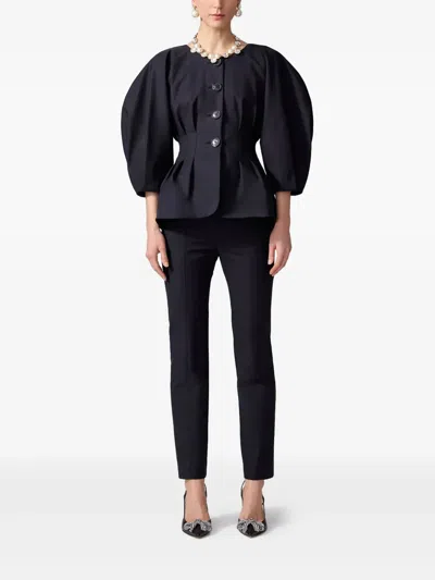 Carolina Herrera Pleated Cotton-blend Sateen Jacket In Black