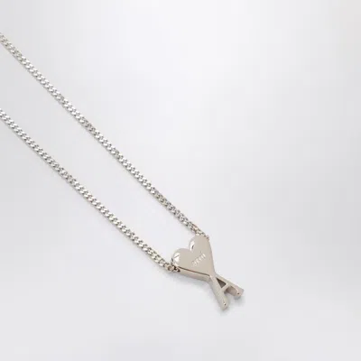 Ami Alexandre Mattiussi Ami Paris Ami De Coeur Palladium Necklace In Silver