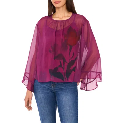 Vince Camuto Crewneck Flutter Sleeve Top In Pink