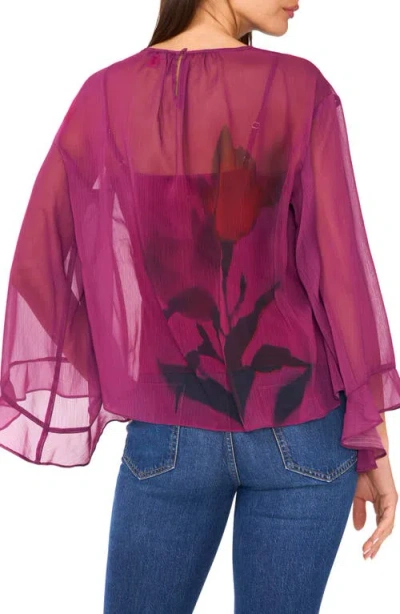 Vince Camuto Crewneck Flutter Sleeve Top In Pink