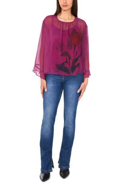 Vince Camuto Crewneck Flutter Sleeve Top In Pink