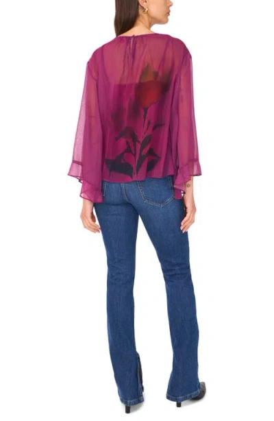 Vince Camuto Crewneck Flutter Sleeve Top In Pink