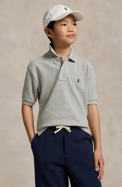 Polo Ralph Lauren Boy's Short-sleeve Logo Embroidery Polo Shirt In Gray