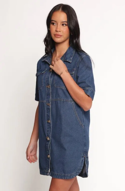 Petal And Pup Petal & Pup Fleming Denim Mini Shirtdress In Blue