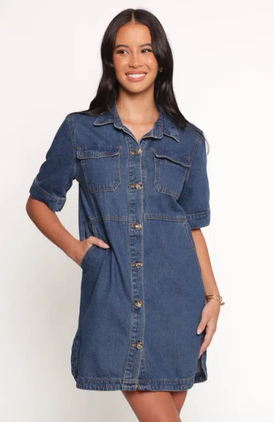 Petal And Pup Petal & Pup Fleming Denim Mini Shirtdress In Blue