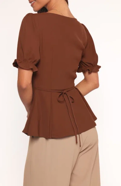 Petal And Pup Petal & Pup Kameran Peplum Top In Brown