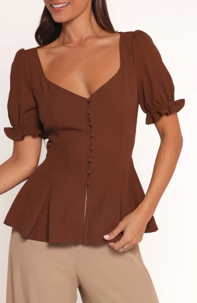 Petal And Pup Petal & Pup Kameran Peplum Top In Brown