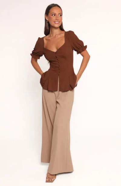 Petal And Pup Petal & Pup Kameran Peplum Top In Brown