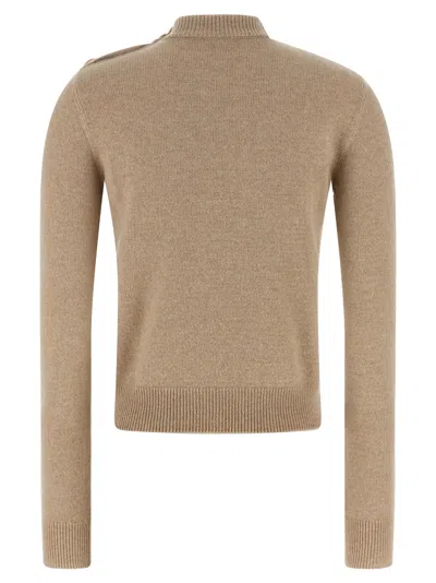 Balmain Eco-cashmere Button Sweater Sweaters And Cardigans Beige In Brown