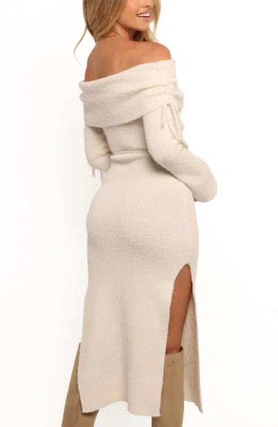 Petal And Pup Petal & Pup Annabelle Off The Shoulder Midi Sweater Dress In Neutral