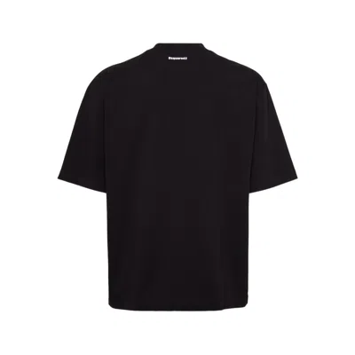 Dsquared2 Black Crewneck T-shirt With Maxi Logo Lettering On The Front