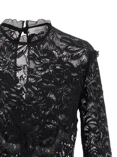 Rabanne Lace Floral Dress Keyhole Back In Black