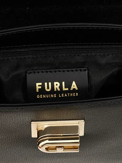 Furla Leather Mini Bag With Detachable Strap And Metal Hardware In Black