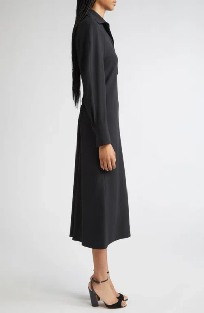 Victoria Beckham Women Black Long Sleeve Polo Collar Midi Dress, Xs Luxury Dresses For Women Darveys
