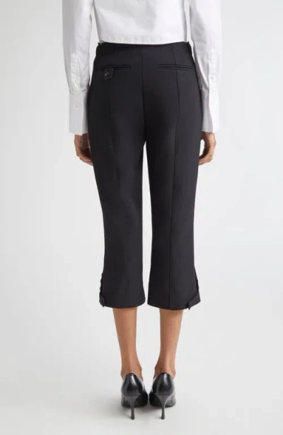 Victoria Beckham Buttoned Cuff Cropped Wool Trousers In Black