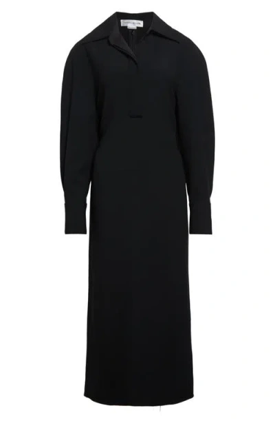 Victoria Beckham Women Black Long Sleeve Polo Collar Midi Dress, Xs Luxury Dresses For Women Darveys