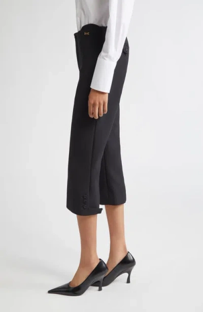 Victoria Beckham Buttoned Cuff Cropped Wool Trousers In Black