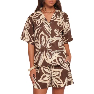 Petal And Pup Petal & Pup Pacifica Oversize Floral Print Camp Shirt In Animal Print