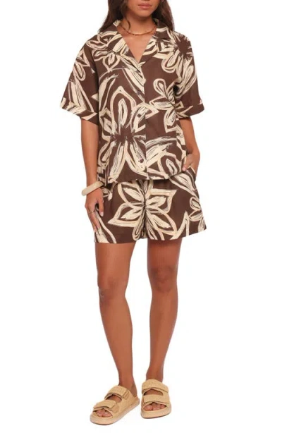 Petal And Pup Petal & Pup Pacifica Oversize Floral Print Camp Shirt In Animal Print