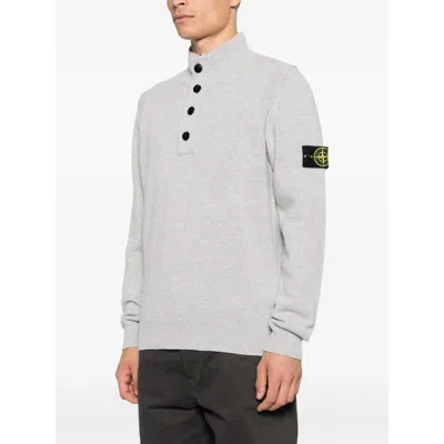 Stone Island 5100040 Button-fastening Patch-pocket Sweater In Gray
