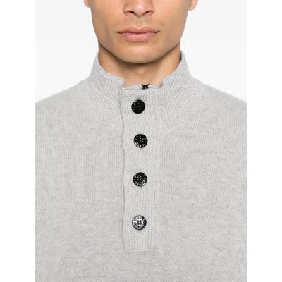 Stone Island 5100040 Button-fastening Patch-pocket Sweater In Gray