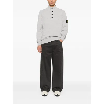 Stone Island 5100040 Button-fastening Patch-pocket Sweater In Gray