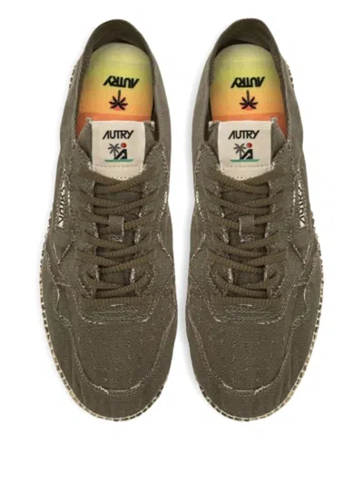 Autry Woven Jute Sole Flat Shoes With Lace-up Closure In Multi