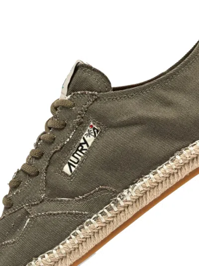 Autry Woven Jute Sole Flat Shoes With Lace-up Closure In Multi