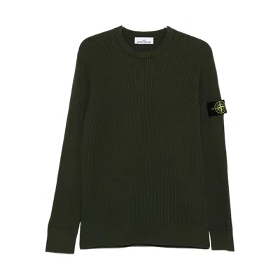 Stone Island Knit Crewneck Sweater In Full Rib Rws Wool Clothing