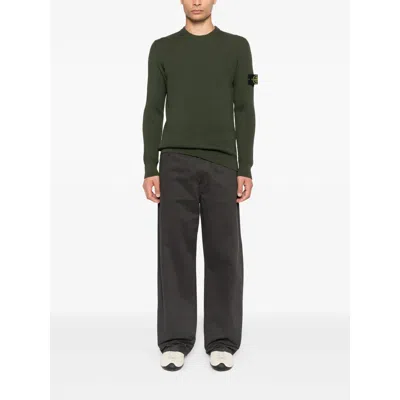 Stone Island Knit Crewneck Sweater In Full Rib Rws Wool Clothing