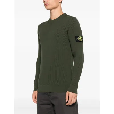 Stone Island Knit Crewneck Sweater In Full Rib Rws Wool Clothing