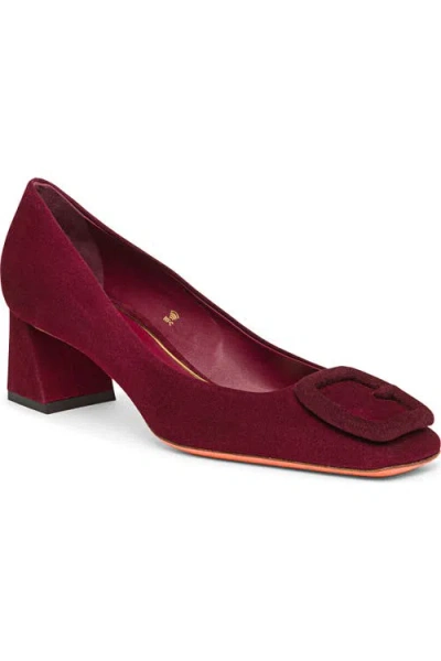 Santoni 50mm Hasmig Suede Buckle Pumps In Burgundy