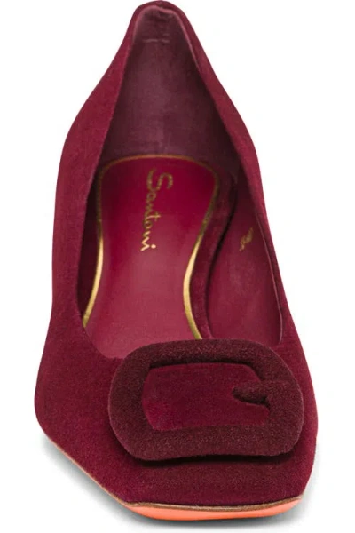 Santoni 50mm Hasmig Suede Buckle Pumps In Burgundy