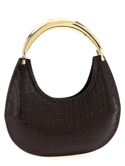 Elisabetta Franchi Small Hobo Crocodile-effect Metal-top-handle Shoulder Bag
